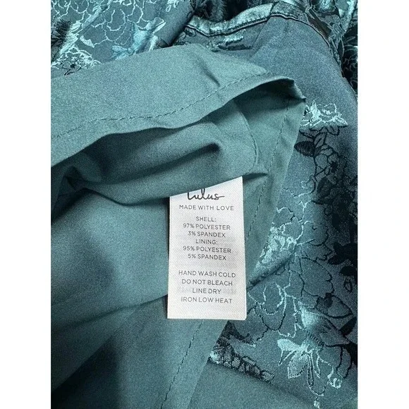 Lulus Exquisite Emerald‎ Green Floral Burnout Halter Lace Up Mini Dress Size S - Picture 7 of 9